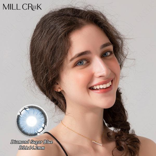 ODM Natural Looking colored 3Tone Blue Eye Contact Lenses Non Prescription Yearly