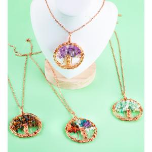 Unisex Chakra Gemstone Bracelet Chakra Tree Pendant Accept Customized Logo