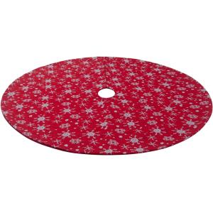 32 Inches Small Christmas Tree Skirt Double Layers Red and White Snow Carpet for