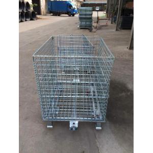 Customized Galvanized Collapsible Wire Cage Conveyable With Casters 6mm
