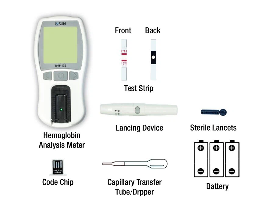 BHM-102 2 Lysun Factory Supply Hot-selling Cheap Hemoglobin Analyzer HB Test Meter