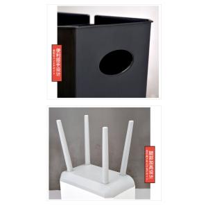 Trash Can with Lid Plastic Garbage Can with Push Button Narrow Modern Waste