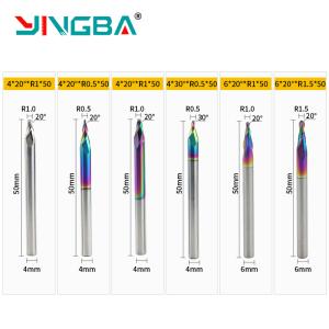Aluminum CNC Taper Ball Milling Cutter 2 Flutes Solid Carbide Tungsten Taper