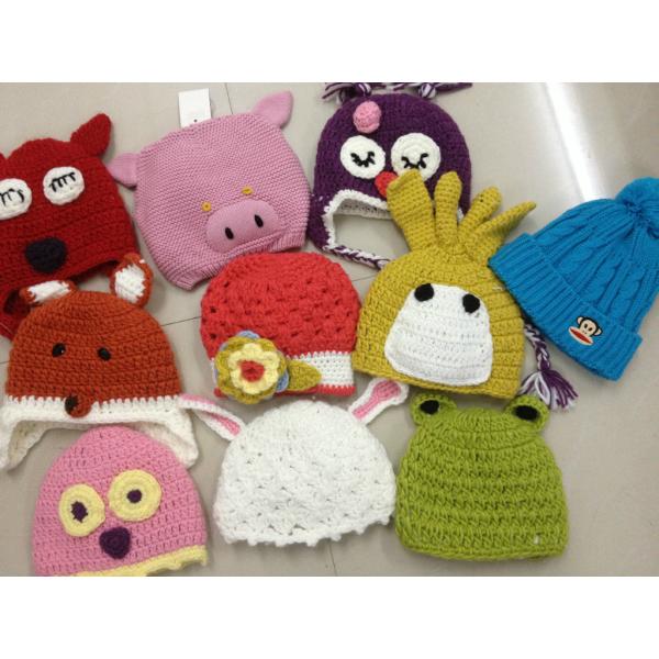 Quality Mixed Colors Kids Cable Knit Pom Pom Beanie Hand Printing / Embr Printing Method wholesale
