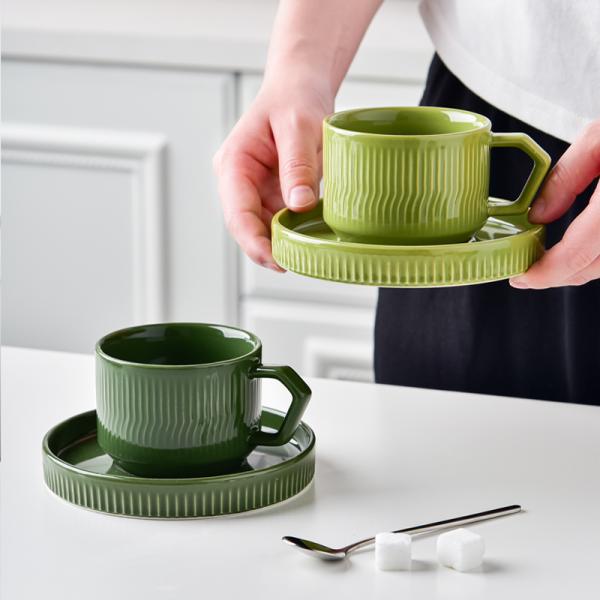 200ml Green Ceramic Teacup Classic Design Style Ceramic Cup & Saucer Set Enjoy Afternoon Tea Time