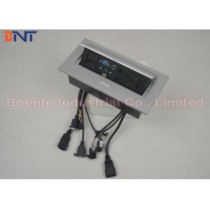 Standard Square Panel Pop Up Desk Power Outlet With Rectangle Press Button