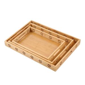 Tabletop Large Bamboo Serving Platter Trays With Handles Restaurant Hotel