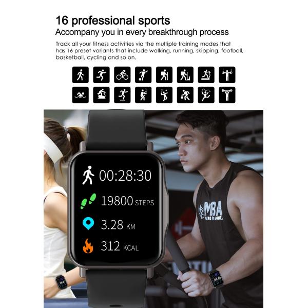 Nodic52832 SW15 Heart Rate Monitor Smartwatch Blood Oxygen Sensor 200mAh Battery