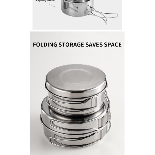 Silver Camping Non Stick Mess Kit Portable For Outdoor Hiking