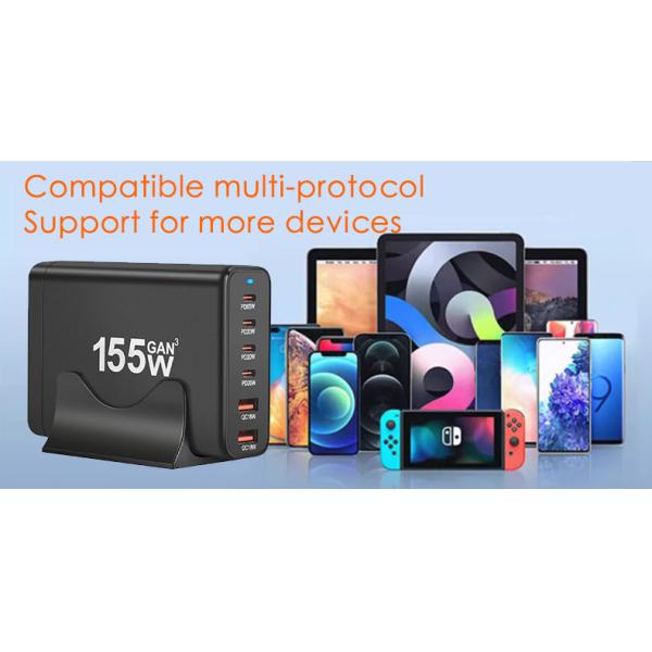 12V 2.5A Portable Fast Charging Station Pd Charger Adapter Laptop Notebook 6 in 1 Type C Hub