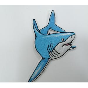 Embroidery Clothes Shark Labels Heat Transfer Patches Washable Customized