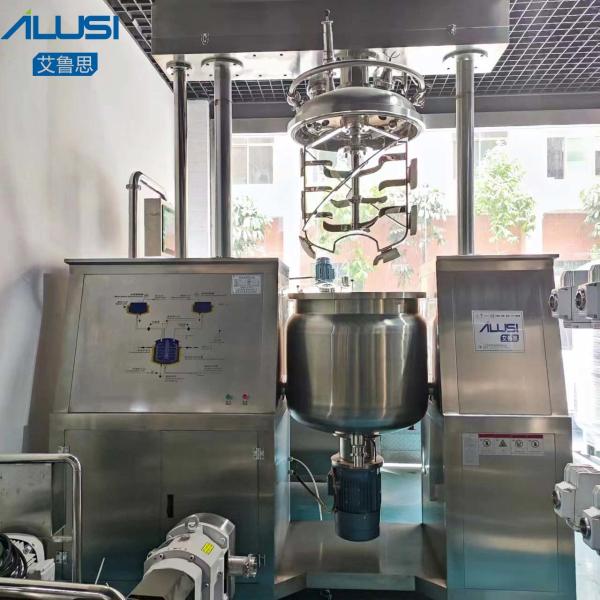 Hydraulic Lift Vacuum Emulsifier Mixer Machine PLC Control Cream Lotion Mixing