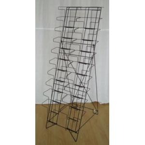 Floding Black Metal Magazine Rack / 20 Pockets Wire Spinner Rack Display