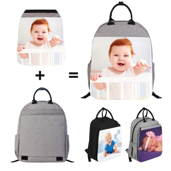 Custom Photo Sublimation Backpack Diaper Bag Multifunction Travel Baby Changing