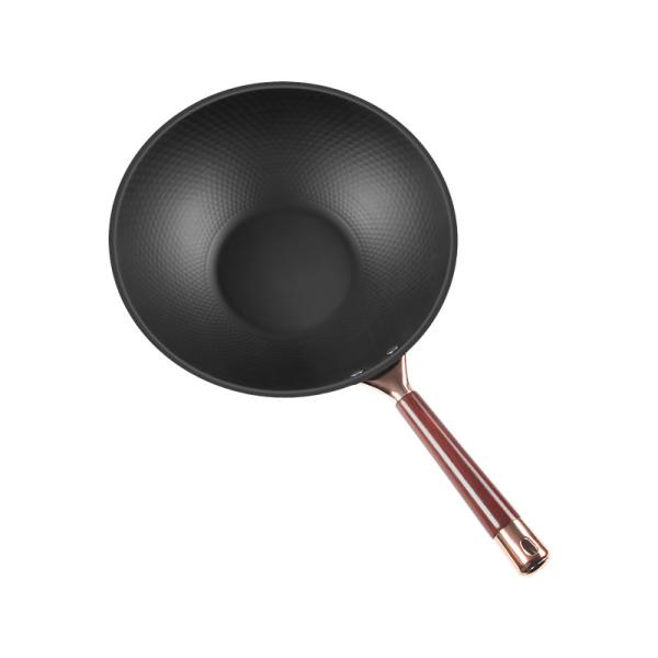 Quality Cast Iron 2.5kg Non Stick Stir Fry Wok Uncoated Frying Pan 32cm Skidproof wholesale