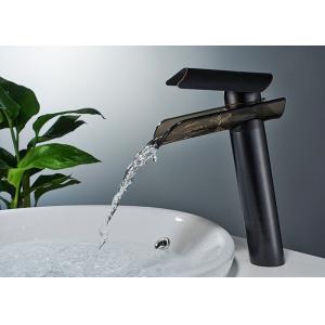 China ROVATE Sanitary Ware Black Bathroom Basin Faucets Waterfall Spout Desk Mounted on sale