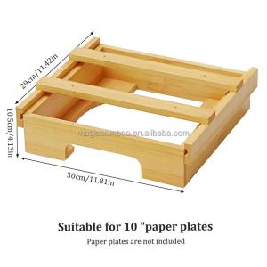 BAMBOO Tableware Kitchen Counter Vertical Paper Plate Dispenser With Internal
