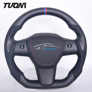 China Black Tesla Carbon Fiber Steering Wheel High Heat Resistance Durability on sale