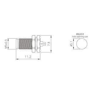 M5 Male Back Mount Socket Solder Screw M5*0.5 3/4pin 20A IP67