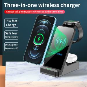 18W Type C 3 In 1 Charging Stand Qi Wireless Charger Holder For IPhone Airpod