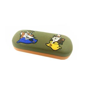 Fox Embroidery Covered Kids Eyeglass Case Clam Shell Style PU Kids Glasses Case