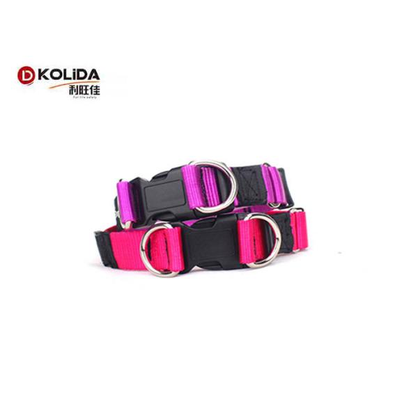 Quality Personalized Nylon Dog Collars Custom Double D Ring Release Buckle C605 wholesale