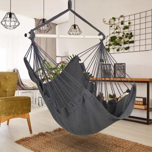 Hammock Chair Hanging Rope Swing - Max 500 Lbs - 2 Cushions Included - Steel