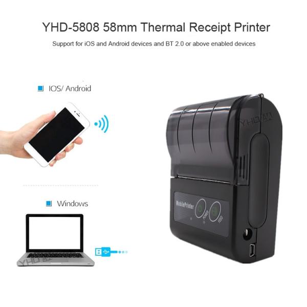 Bluetooth 58mm Thermal Receipt Printer Portable Mini Ticket Printer lithium battery