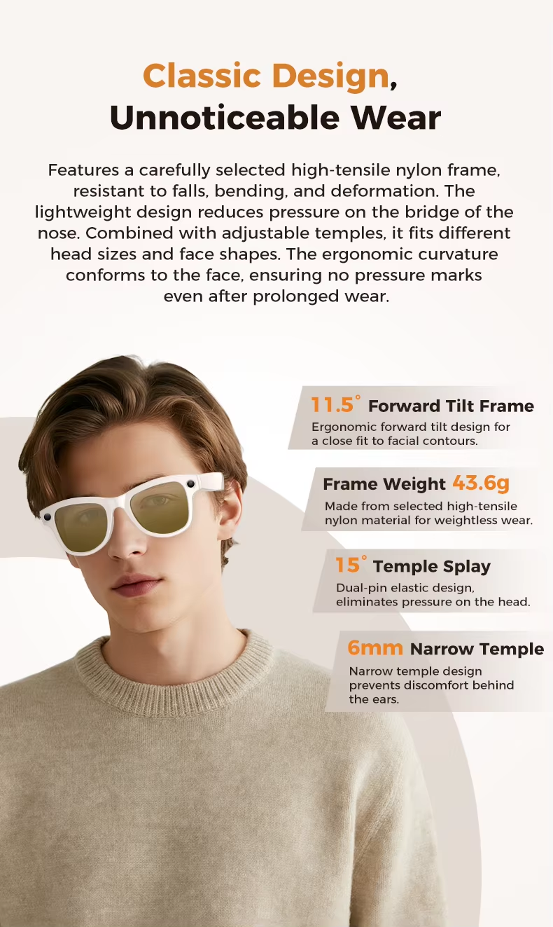 GS5 Max Smart Glasses With Charging Case 8MP Camera Wi-Fi Transfer AI Translatio