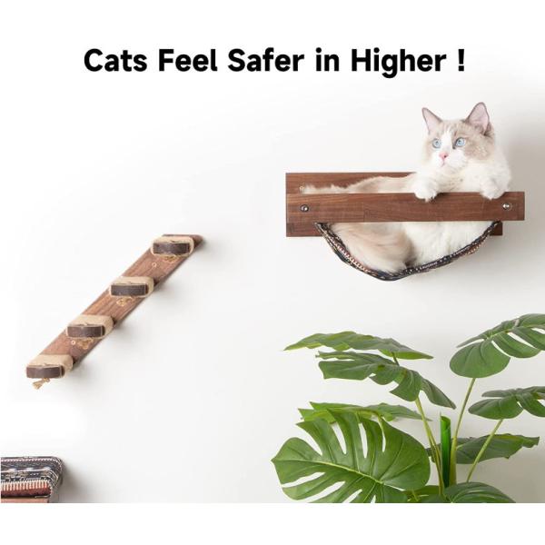 Wooden Hammock Cat Bridge Wall Shelves