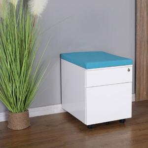 Customized Office 2 Drawer Under Desk File Cabinet Side Handle With Seat Pad