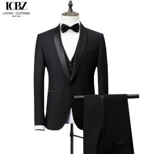 Regular Length Dark Color One-button Gun and Shawl Lapel Silk Collar Men's