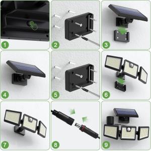 1.5W Solar Panel Outdoor Wall Light with 6-8 m Sensor Distance and 120° Sensor