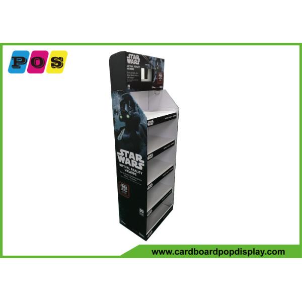 Five Shelves Cardboard Retail Display , 7 Inch LCD Screen Shop Display Stands