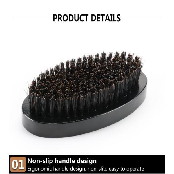 Beard Brush With Mirror Soft or Medium Hard Boar Bristle Wooden Handle for Men