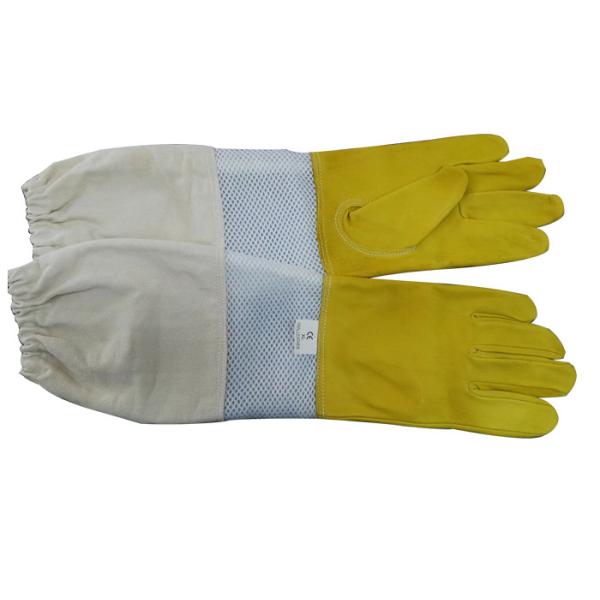 Quality Yellow safety gloves for beekeeping With White Ventilated Wrist wholesale