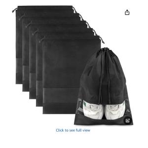 Large Travel Shoe Bags - 5 Pcs with Clear Window, Non-Woven Drawstring, 12.6" X