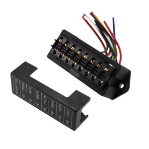 8 Way Inline Car Fuse Holder Blade 32V Black 2 Input 8 Output