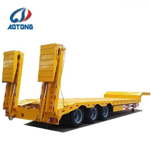 Truck Trailer with 60T Max Payload Low Bed Trailers Lowboy Low Flatbed Loader