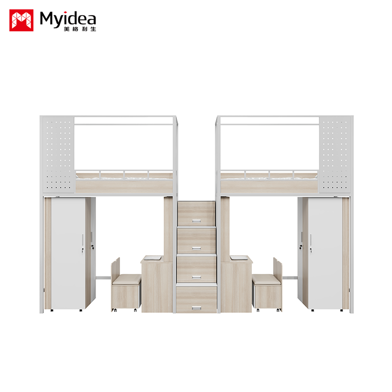 Cheap customization university dormitory apartment bed and table dormitory bed with desk wardrobe lntegrated bed and cabinet for sale