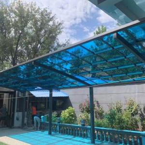 Aluminum Frame And Blue Solid Sheet Roofing DIY Polycarbonate Awning For Homes