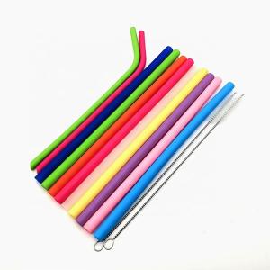 Cheap Custom Foldable Reusable Silicone Drinking Straws Eco Friendly With Cleaning Brush for sale
