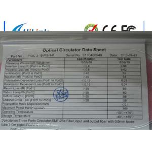 Low Back Reflection Optical Circulator 3 Ports Fiber Module With LC Connector