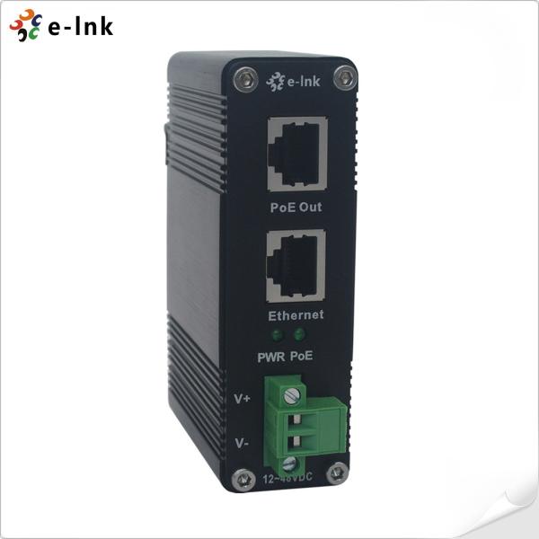 Quality 12~48VDC Power Input Industrial Gigabit PoE+ Injector Supports IEEE802.3at Power over Ethernet (PoE+) Power Sourcing Equipment wholesale