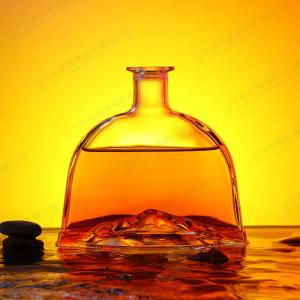 750ml Flat Liquor Wine Flask Clear Glass Bottles with Cork Lid OEM/ODM