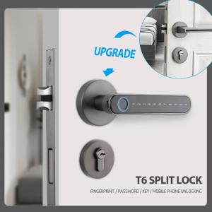 Black Tuya BLE Biometric Fingerprint Door Lock S604L Keyless Entry Door Lock