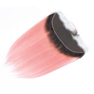 Pink Front Ombre Human Hair Extensions Silk 10A Grade Tangle Free