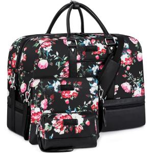 Large Duffel Canvas Overnight Weekender Bag Carry On Tote Bag With Shoe