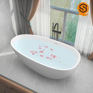China Hotel Project Freestanding artificial stone solid surface matte white bathtub on sale