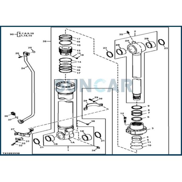 AT383285 Thumb Cylinder Service Kit For DEERE 300GLC 240DLC